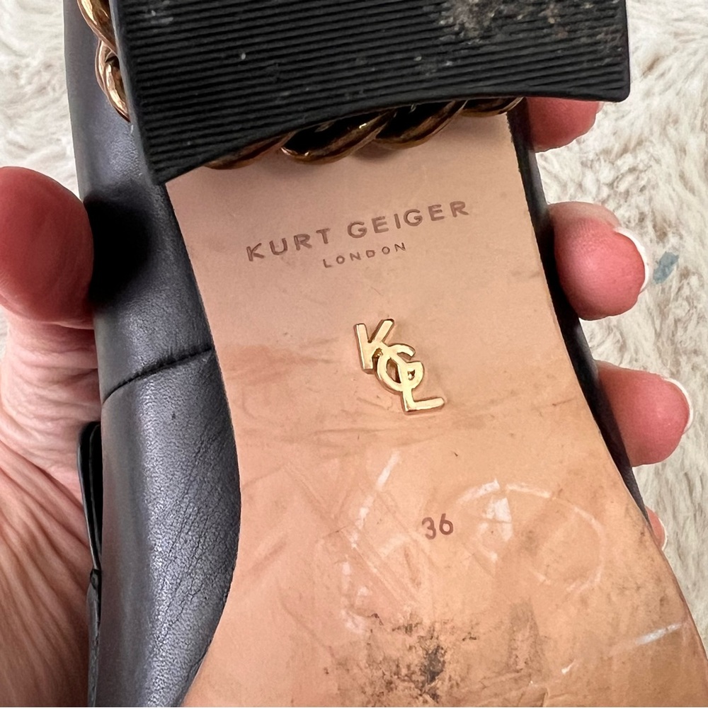 Kurt Geiger Raquel Black Leather Block Heel Loafers - Picture 12 of 12